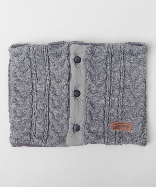 フロントボタン ケーブル編み ニット ネックウォーマー（ネック