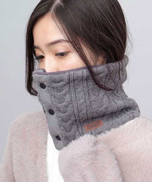 Paloma wool グレー ネックウォーマー フロントボタン ケーブル編み ニット ネックウォーマー（ネック