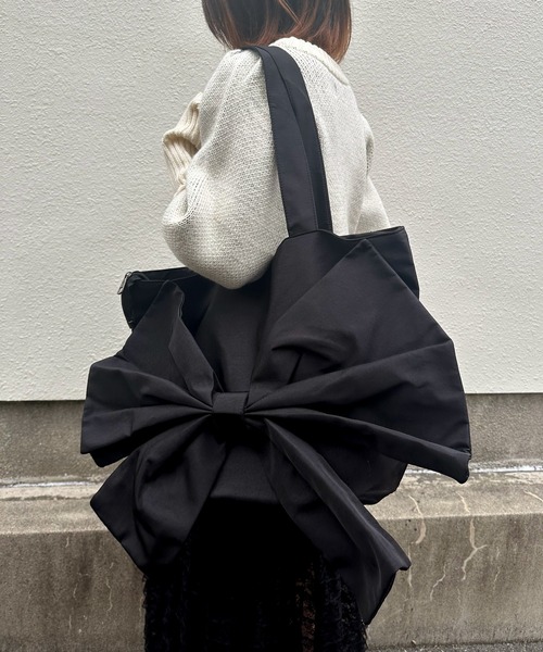 poiregnee（ポワニェ）の「［select］ビッグリボントート（トートバッグ・レディース・ブラック/シルバー・FREE）」の2枚目の写真