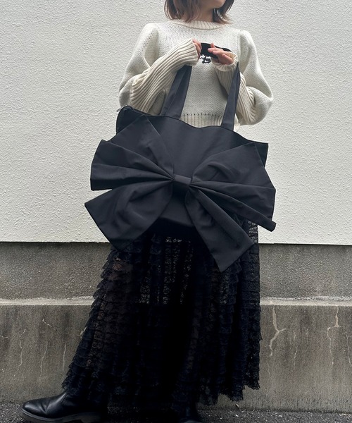 poiregnee（ポワニェ）の「［select］ビッグリボントート（トートバッグ・レディース・ブラック/シルバー・FREE）」の4枚目の写真