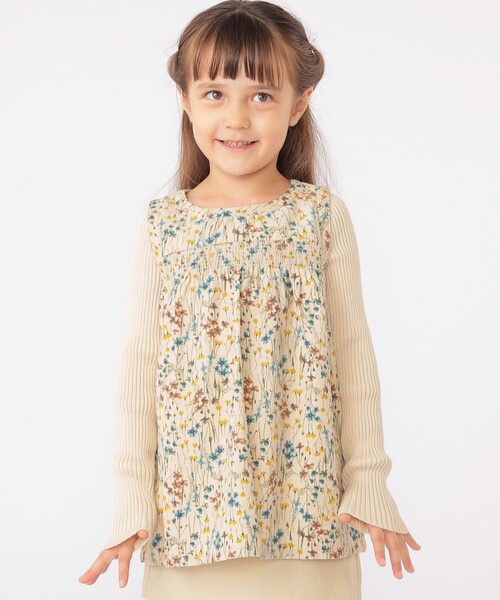SHIPS(シップス)の「SHIPS KIDS:100~130cm / コーデュロイ リブ レイヤード トップス(その他トップス・キッズ・ミント/ベージュ系・100/110/120/130)」の1枚目の写真
