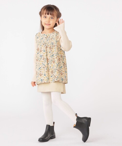 SHIPS(シップス)の「SHIPS KIDS:100~130cm / コーデュロイ リブ レイヤード トップス(その他トップス・キッズ・ミント/ベージュ系・100/110/120/130)」の3枚目の写真