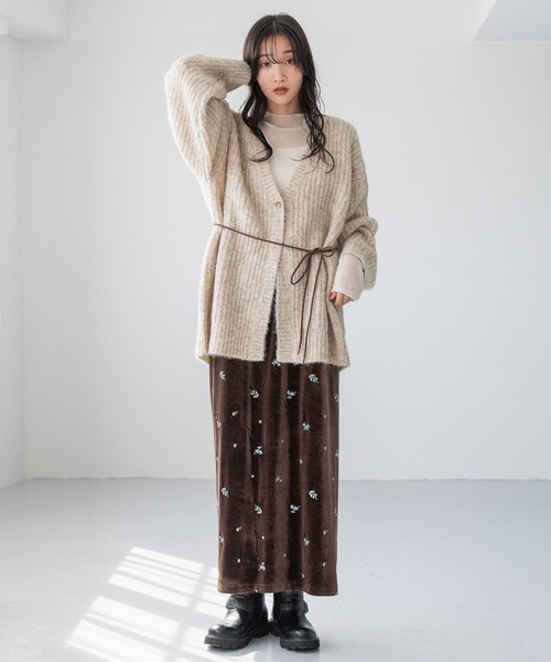 LOWRYS FARM（ローリーズファーム）の「メランジカシュクールニットＬＳ 212344（ニット/セーター・レディース・アイボリー/チャコールグレー/グリーン・FREE）」の13枚目の写真