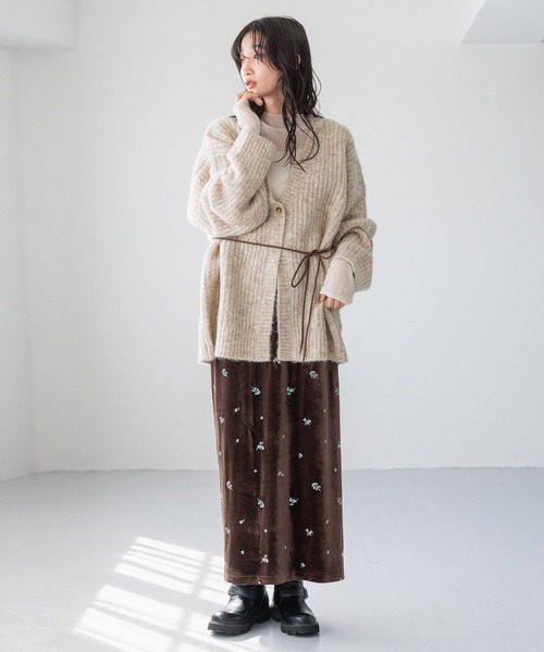 LOWRYS FARM（ローリーズファーム）の「メランジカシュクールニットＬＳ 212344（ニット/セーター・レディース・アイボリー/チャコールグレー/グリーン・FREE）」の15枚目の写真