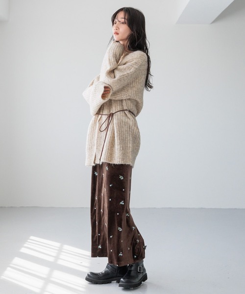 LOWRYS FARM（ローリーズファーム）の「メランジカシュクールニットＬＳ 212344（ニット/セーター・レディース・アイボリー/チャコールグレー/グリーン・FREE）」の16枚目の写真