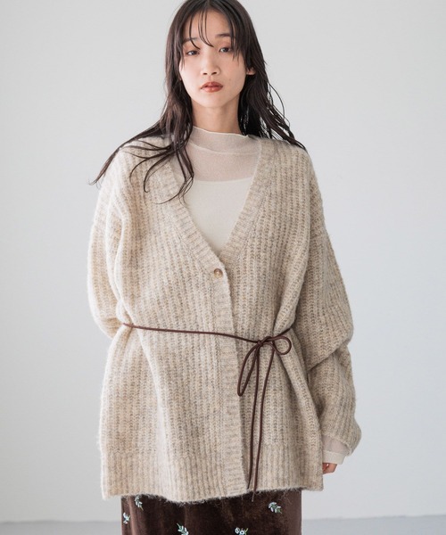 LOWRYS FARM（ローリーズファーム）の「メランジカシュクールニットＬＳ 212344（ニット/セーター・レディース・アイボリー/チャコールグレー/グリーン・FREE）」の17枚目の写真