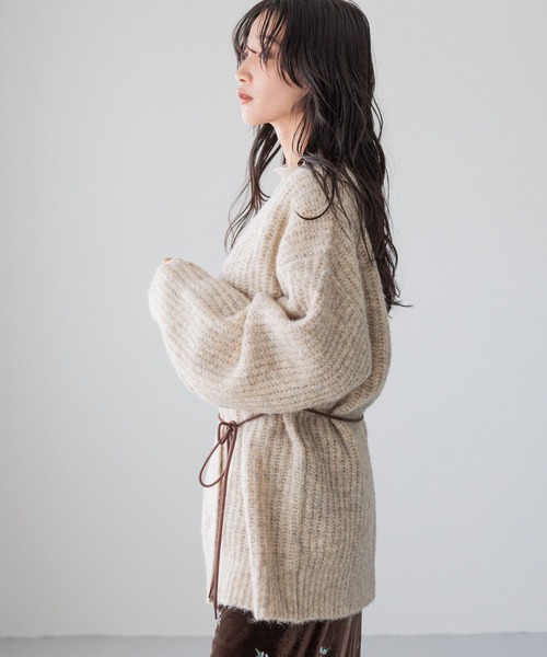 LOWRYS FARM（ローリーズファーム）の「メランジカシュクールニットＬＳ 212344（ニット/セーター・レディース・アイボリー/チャコールグレー/グリーン・FREE）」の18枚目の写真