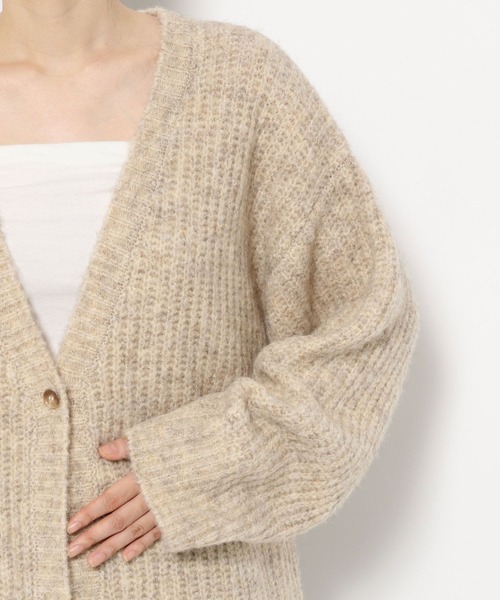 LOWRYS FARM（ローリーズファーム）の「メランジカシュクールニットＬＳ 212344（ニット/セーター・レディース・アイボリー/チャコールグレー/グリーン・FREE）」の6枚目の写真