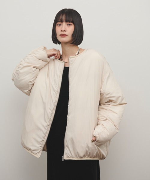 Shelly island（シェリーアイランド）の「ギャザースリーブブルゾン（ダウンジャケット/コート・レディース・チャコールグレー/ホワイト・FREE）」の5枚目の写真