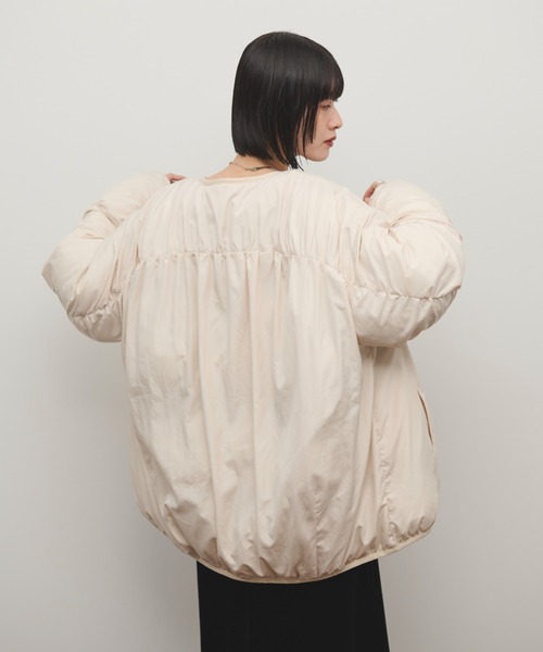 Shelly island（シェリーアイランド）の「ギャザースリーブブルゾン（ダウンジャケット/コート・レディース・チャコールグレー/ホワイト・FREE）」の8枚目の写真