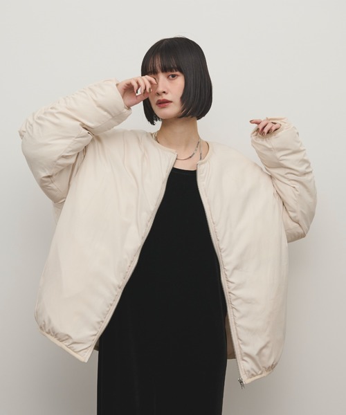 Shelly island（シェリーアイランド）の「ギャザースリーブブルゾン（ダウンジャケット/コート・レディース・チャコールグレー/ホワイト・FREE）」の3枚目の写真