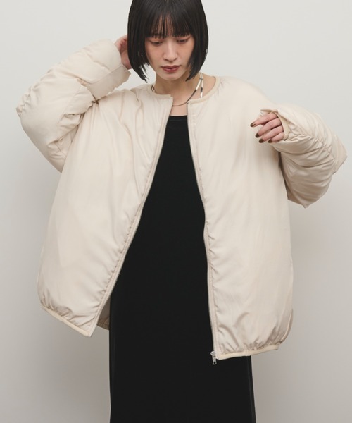 Shelly island（シェリーアイランド）の「ギャザースリーブブルゾン（ダウンジャケット/コート・レディース・チャコールグレー/ホワイト・FREE）」の4枚目の写真