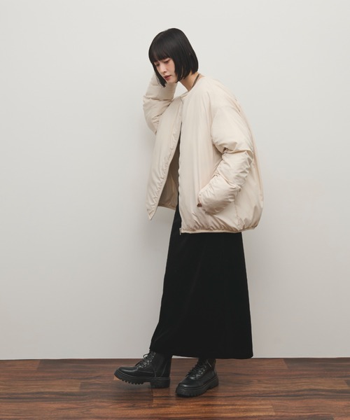 Shelly island（シェリーアイランド）の「ギャザースリーブブルゾン（ダウンジャケット/コート・レディース・チャコールグレー/ホワイト・FREE）」の13枚目の写真