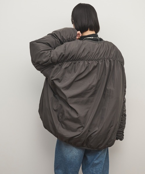 Shelly island（シェリーアイランド）の「ギャザースリーブブルゾン（ダウンジャケット/コート・レディース・チャコールグレー/ホワイト・FREE）」の22枚目の写真