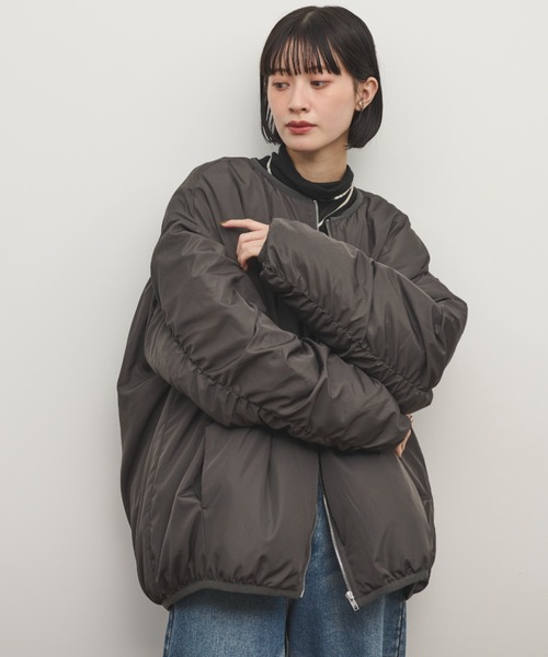 Shelly island（シェリーアイランド）の「ギャザースリーブブルゾン（ダウンジャケット/コート・レディース・チャコールグレー/ホワイト・FREE）」の17枚目の写真