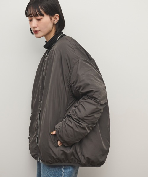 Shelly island（シェリーアイランド）の「ギャザースリーブブルゾン（ダウンジャケット/コート・レディース・チャコールグレー/ホワイト・FREE）」の20枚目の写真