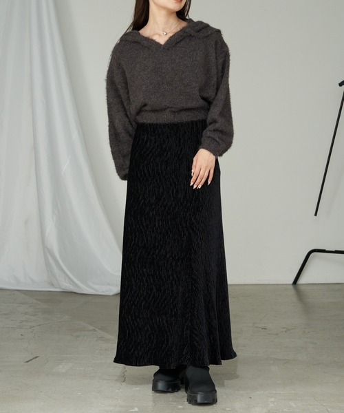 RAY CASSIN（レイカズン）の「【伸縮性あり】ベロアフレアスカート（スカート・レディース・ブラウン/ブラック/ベージュ・FREE）」の17枚目の写真