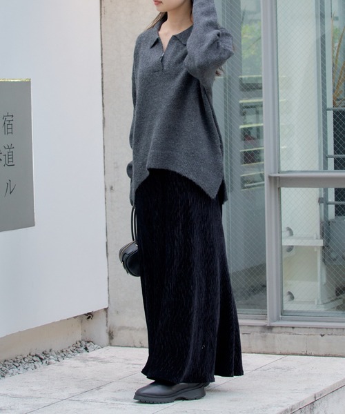 RAY CASSIN（レイカズン）の「【伸縮性あり】ベロアフレアスカート（スカート・レディース・ブラウン/ブラック/ベージュ・FREE）」の9枚目の写真