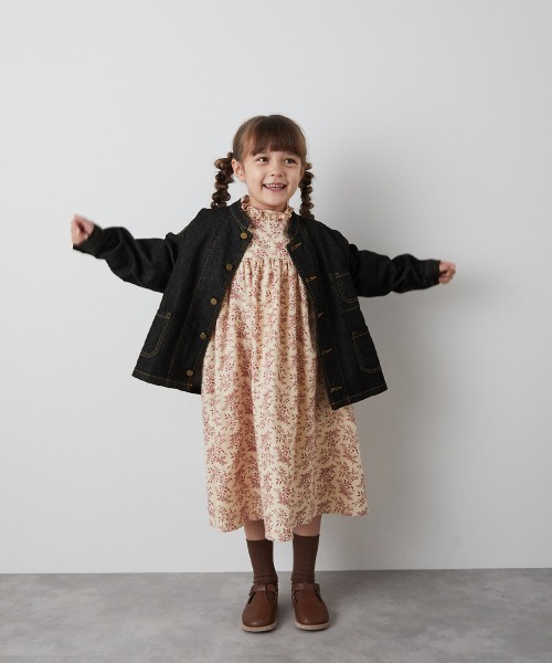 セール】バンドカラーブラックデニムジャケット（デニムジャケット