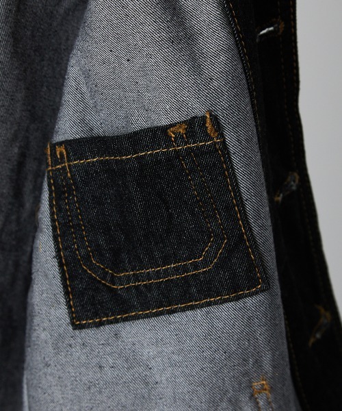 riziere（リジェール）の「バンドカラーブラックデニムジャケット（デニムジャケット・キッズ・ブラック・100/150/140/130/120/110/90）」の6枚目の写真