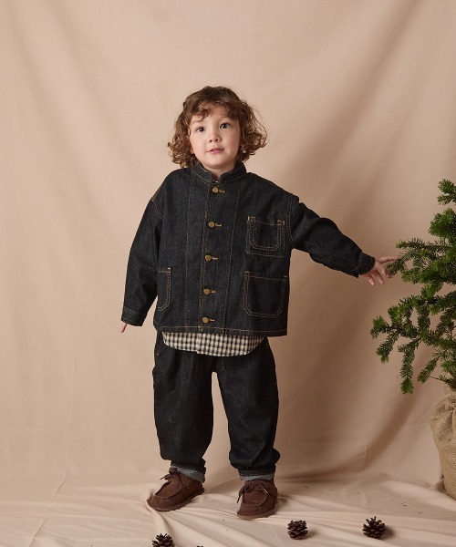 riziere（リジェール）の「バンドカラーブラックデニムジャケット（デニムジャケット・キッズ・ブラック・100/150/140/130/120/110/90）」の8枚目の写真