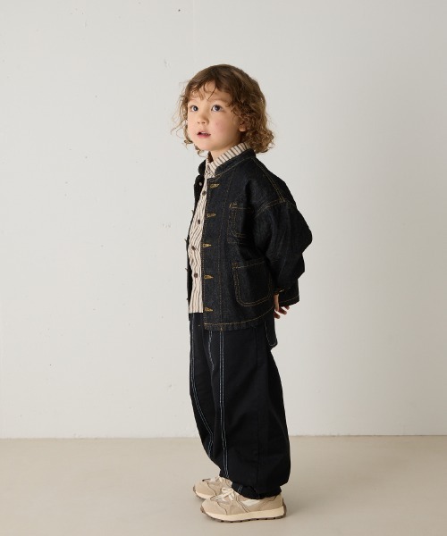 riziere（リジェール）の「バンドカラーブラックデニムジャケット（デニムジャケット・キッズ・ブラック・100/150/140/130/120/110/90）」の15枚目の写真