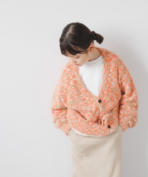 BAYFLOW（ベイフロー）の「[ふわふわ素材♪]シャギーニットカーデ(KIDS)（カーディガン/ボレロ・キッズ・オレンジ/ライトグリーン・110cm/130cm/150cm）」の16枚目の写真