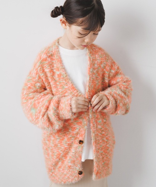 BAYFLOW（ベイフロー）の「[ふわふわ素材♪]シャギーニットカーデ(KIDS)（カーディガン/ボレロ・キッズ・オレンジ/ライトグリーン・110cm/130cm/150cm）」の17枚目の写真