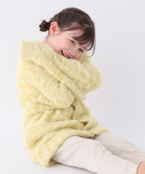 BAYFLOW（ベイフロー）の「[ふわふわ素材♪]シャギーニットカーデ(KIDS)（カーディガン/ボレロ・キッズ・オレンジ/ライトグリーン・110cm/130cm/150cm）」の4枚目の写真