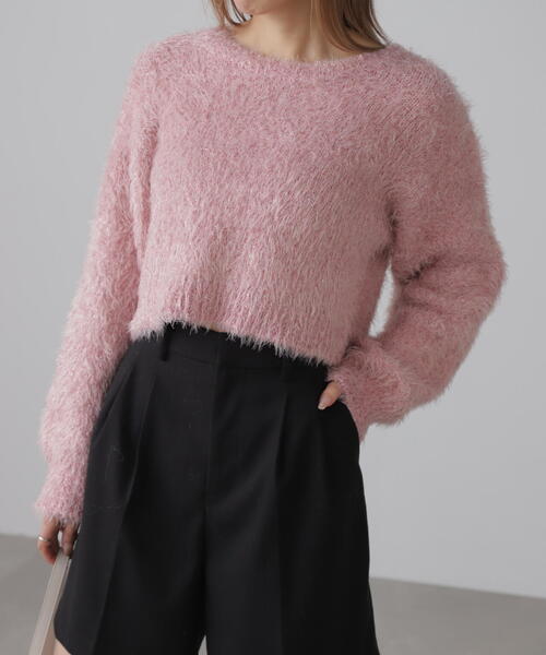 FREE'S MART(フリーズマート)の「◇ラメフェザープルオーバー(ニット/セーター・レディース・グレー/ホワイト/ピンク/ブラック・FREE)」の1枚目の写真