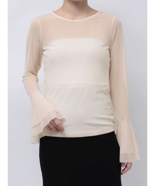 LAGUNAMOON（ラグナムーン）の「フレアスリーブチュールトップス（Tシャツ/カットソー・レディース・ブラック/アイボリー・FREE）」の3枚目の写真