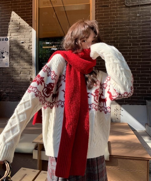 セール】Y2K ノルディック柄ケーブルニット（ニット/セーター