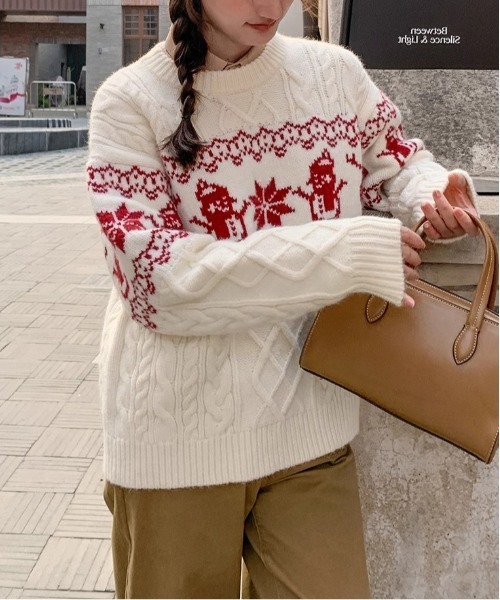 セール】Y2K ノルディック柄ケーブルニット（ニット/セーター