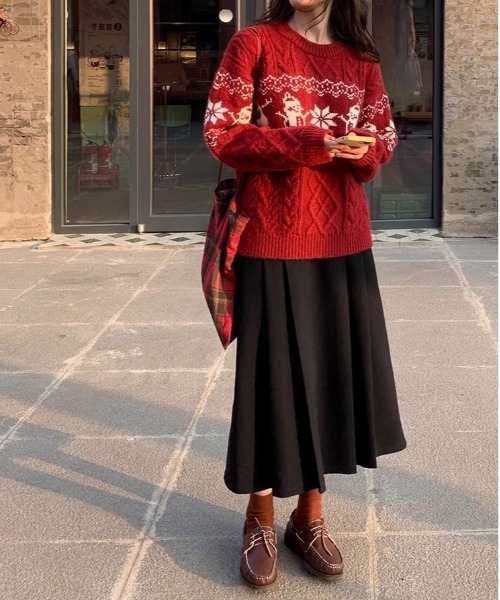 セール】Y2K ノルディック柄ケーブルニット（ニット/セーター