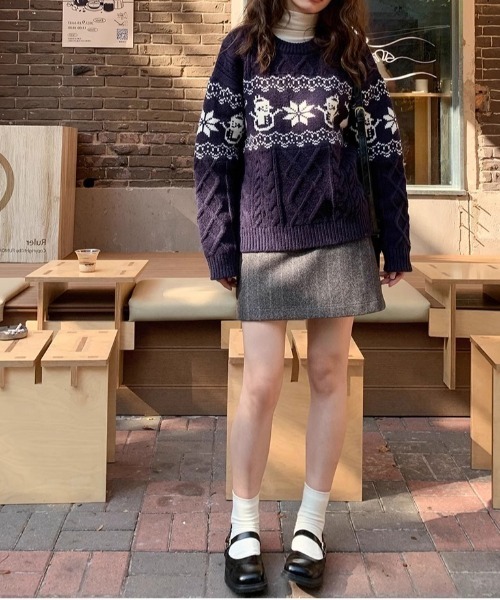 セール】Y2K ノルディック柄ケーブルニット（ニット/セーター
