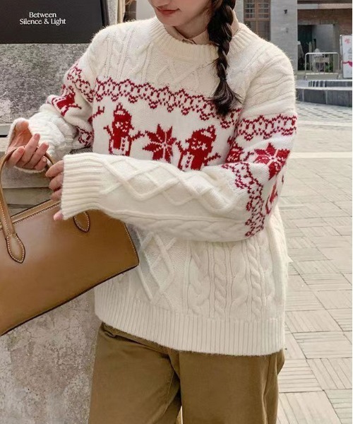 セール】Y2K ノルディック柄ケーブルニット（ニット/セーター