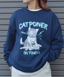 【MODISH GAZE】CAT POWER裏毛クルーネックスウェット (CP)