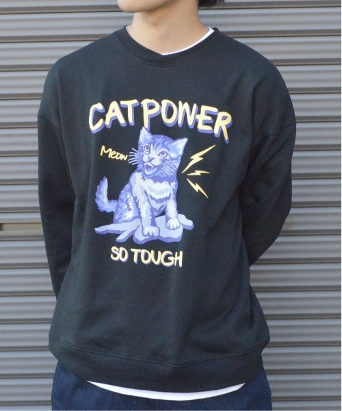 MODISH GAZE(モディシュガゼ)の「【MODISH GAZE】CAT POWER裏毛クルーネックスウェット (CP)(スウェット・メンズ・ブラック/ネイビー/オフホワイト・L/M)」の5枚目の写真