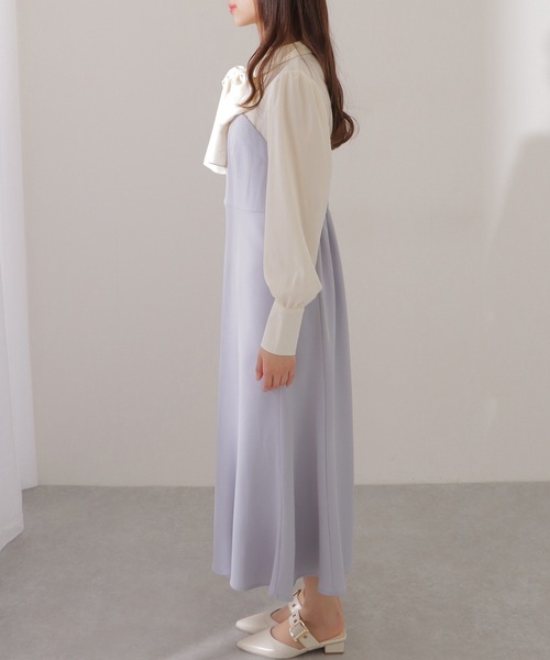 Lace Ladies(レースレディース)の「ボウタイ付き ハートネック ドッキング マキシ ワンピース(ワンピース・レディース・ブルーグレー/グレイッシュベージュ/ブラック・FREE/S)」の22枚目の写真