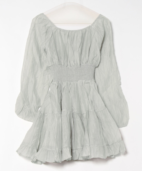 aimoha(アイモハ)の「オフショルダーシフォンワンピース (SS)(ワンピース・レディース・グレー・LARGE/MEDIUM/SMALL)」の2枚目の写真