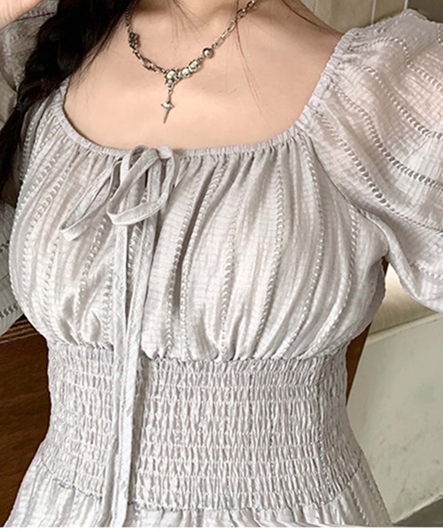 aimoha(アイモハ)の「オフショルダーシフォンワンピース (SS)(ワンピース・レディース・グレー・LARGE/MEDIUM/SMALL)」の20枚目の写真