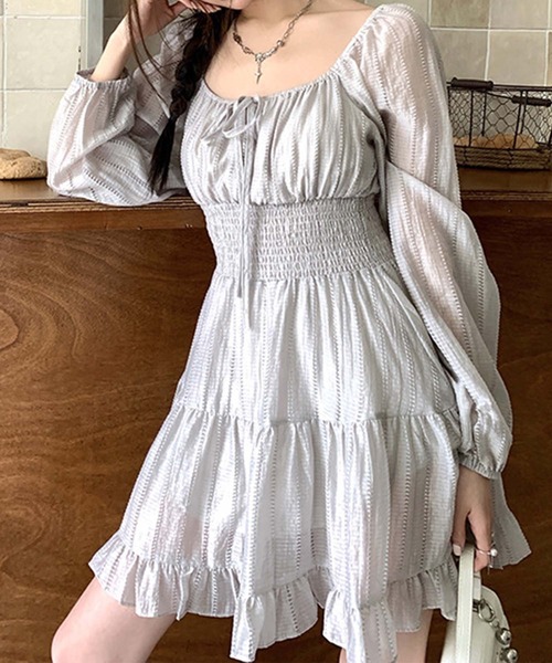 aimoha(アイモハ)の「オフショルダーシフォンワンピース (SS)(ワンピース・レディース・グレー・LARGE/MEDIUM/SMALL)」の11枚目の写真