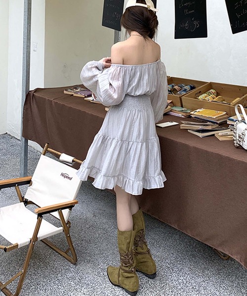 aimoha(アイモハ)の「オフショルダーシフォンワンピース (SS)(ワンピース・レディース・グレー・LARGE/MEDIUM/SMALL)」の15枚目の写真