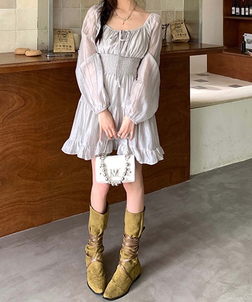 aimoha(アイモハ)の「オフショルダーシフォンワンピース (SS)(ワンピース・レディース・グレー・LARGE/MEDIUM/SMALL)」の18枚目の写真