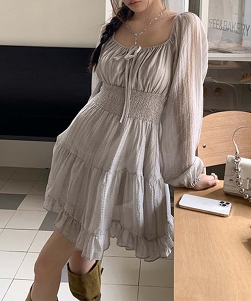 aimoha(アイモハ)の「オフショルダーシフォンワンピース (SS)(ワンピース・レディース・グレー・LARGE/MEDIUM/SMALL)」の19枚目の写真