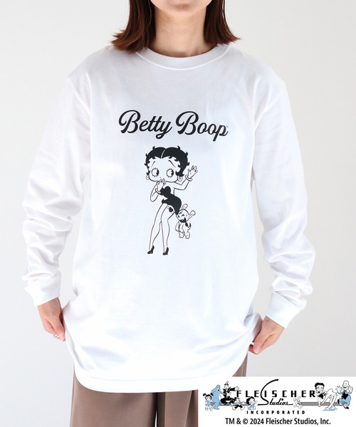 BETTY BOOP（ベティ・ブープ）の「【Betty Boop(TM) / ベティ ブープ(TM)】ロゴロングスリーブTee 1（Tシャツ/カットソー・レディース・ブラック/オフホワイト・M）」の14枚目の写真