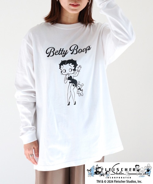 BETTY BOOP（ベティ・ブープ）の「【Betty Boop(TM) / ベティ ブープ(TM)】ロゴロングスリーブTee 1（Tシャツ/カットソー・レディース・ブラック/オフホワイト・M）」の17枚目の写真