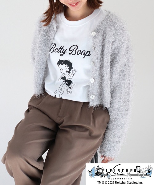 BETTY BOOP（ベティ・ブープ）の「【Betty Boop(TM) / ベティ ブープ(TM)】ロゴロングスリーブTee 1（Tシャツ/カットソー・レディース・ブラック/オフホワイト・M）」の19枚目の写真