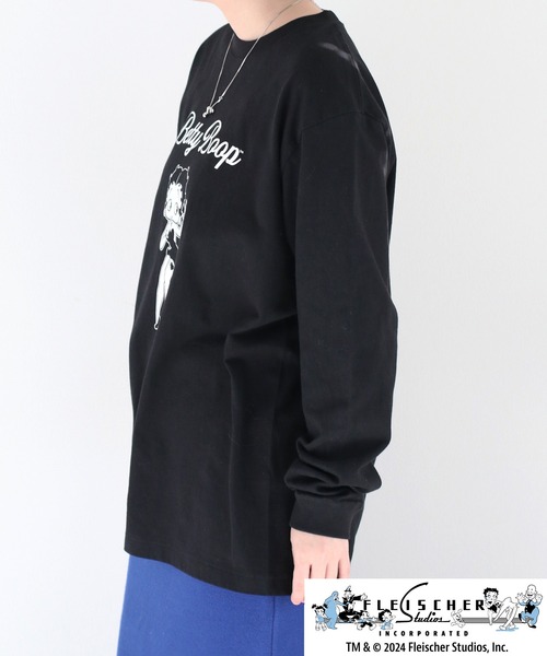BETTY BOOP（ベティ・ブープ）の「【Betty Boop(TM) / ベティ ブープ(TM)】ロゴロングスリーブTee 1（Tシャツ/カットソー・レディース・ブラック/オフホワイト・M）」の5枚目の写真