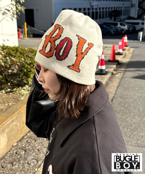 CIAOPANIC（チャオパニック）の「【BUGLE BOY/ビューグルボーイ】ロゴニットビーニー（キャップ・レディース・アイボリー/ブラック/ライム・FREE）」の4枚目の写真